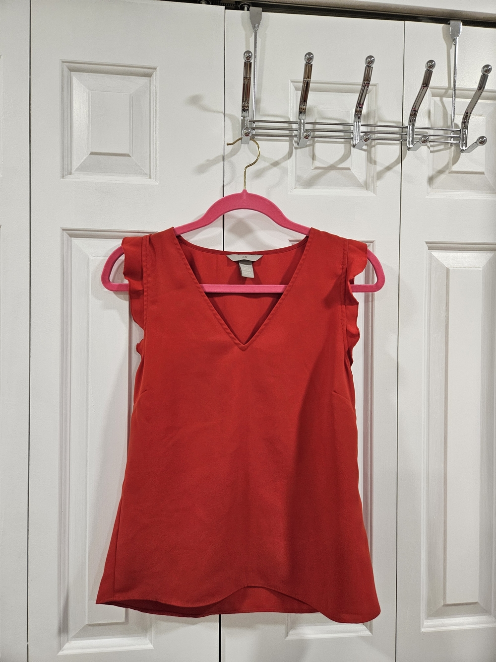 H&M Bright Red Sleeveless V-Neck Top